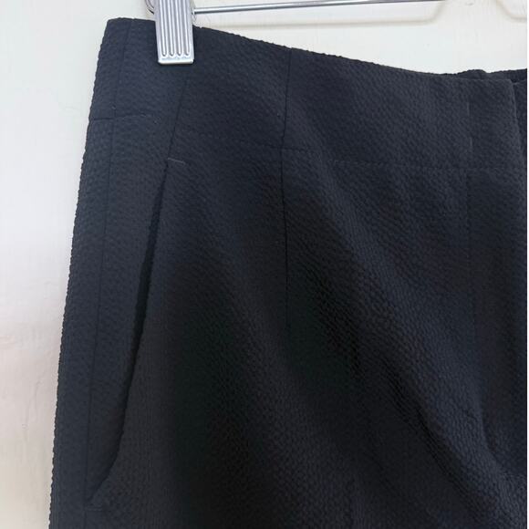AKRIS black wool textured flat front textured cropped high rise dress pants - Picture 6 of 12